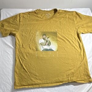 Post Malone Austin Tour T-Shirt XXL Yellow 2023 Rap Hip Hop Music Tee